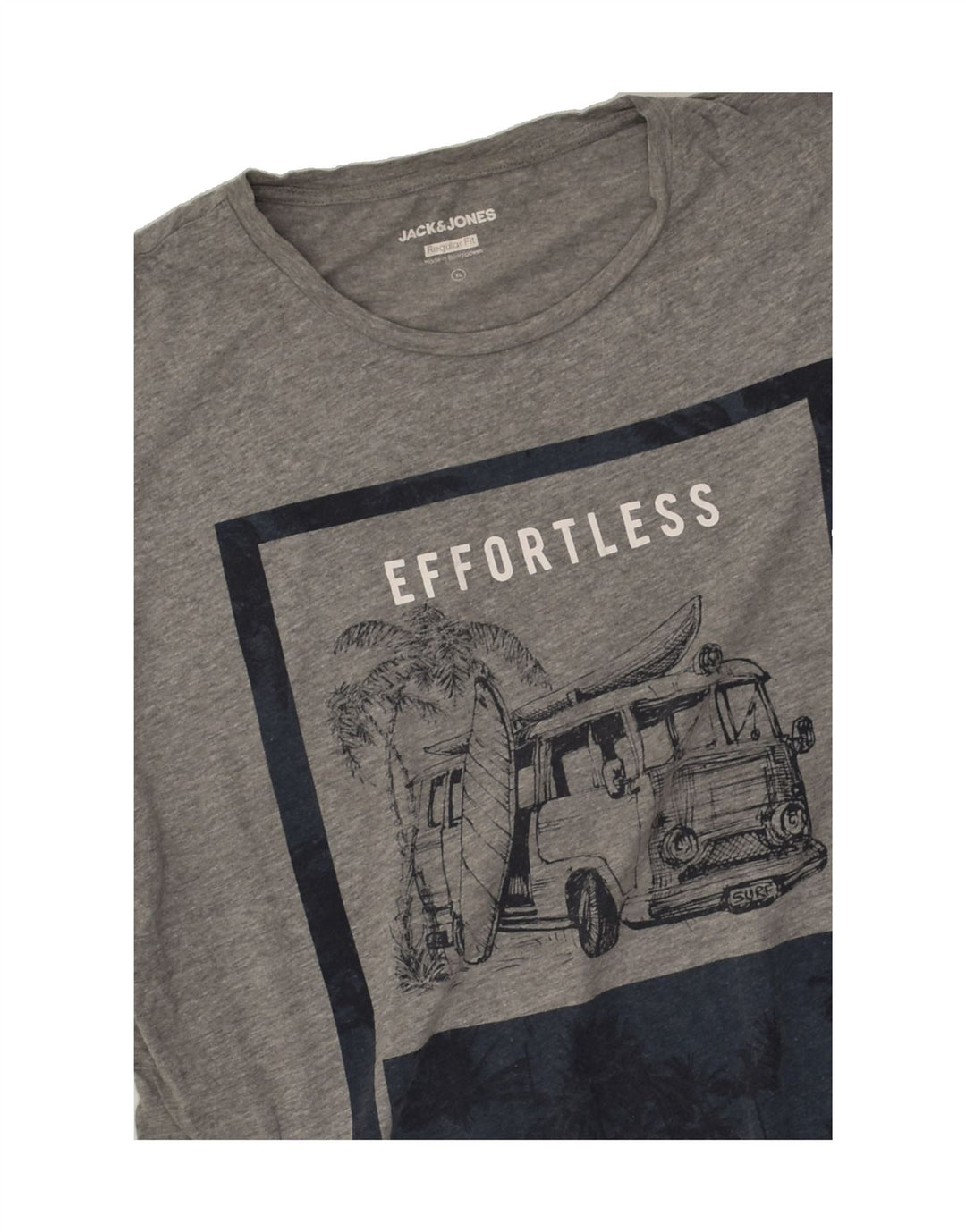 JACK & JONES Mens Regular Fit Graphic T-Shirt Top XL Grey Cotton | Vintage Jack & Jones | Thrift | Second-Hand Jack & Jones | Used Clothing | Messina Hembry 