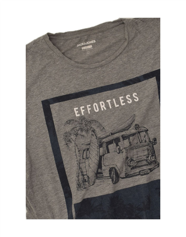 JACK & JONES Mens Regular Fit Graphic T-Shirt Top XL Grey Cotton | Vintage Jack & Jones | Thrift | Second-Hand Jack & Jones | Used Clothing | Messina Hembry 