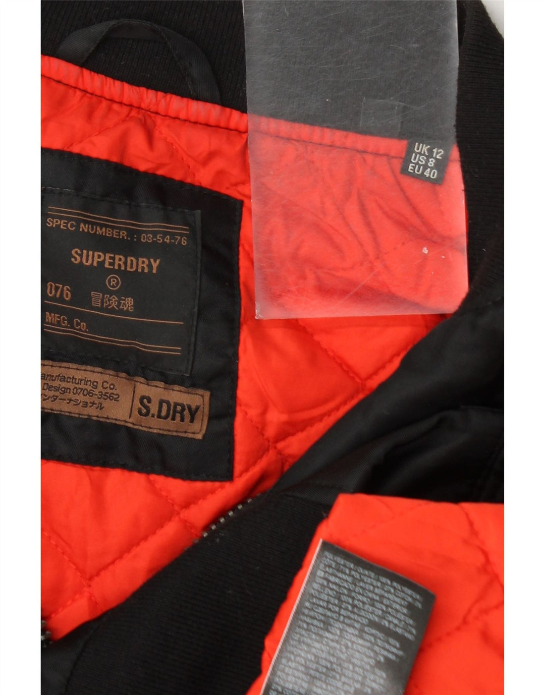 Jaqueta bomber feminina Superdry UK 12 poliéster preto médio