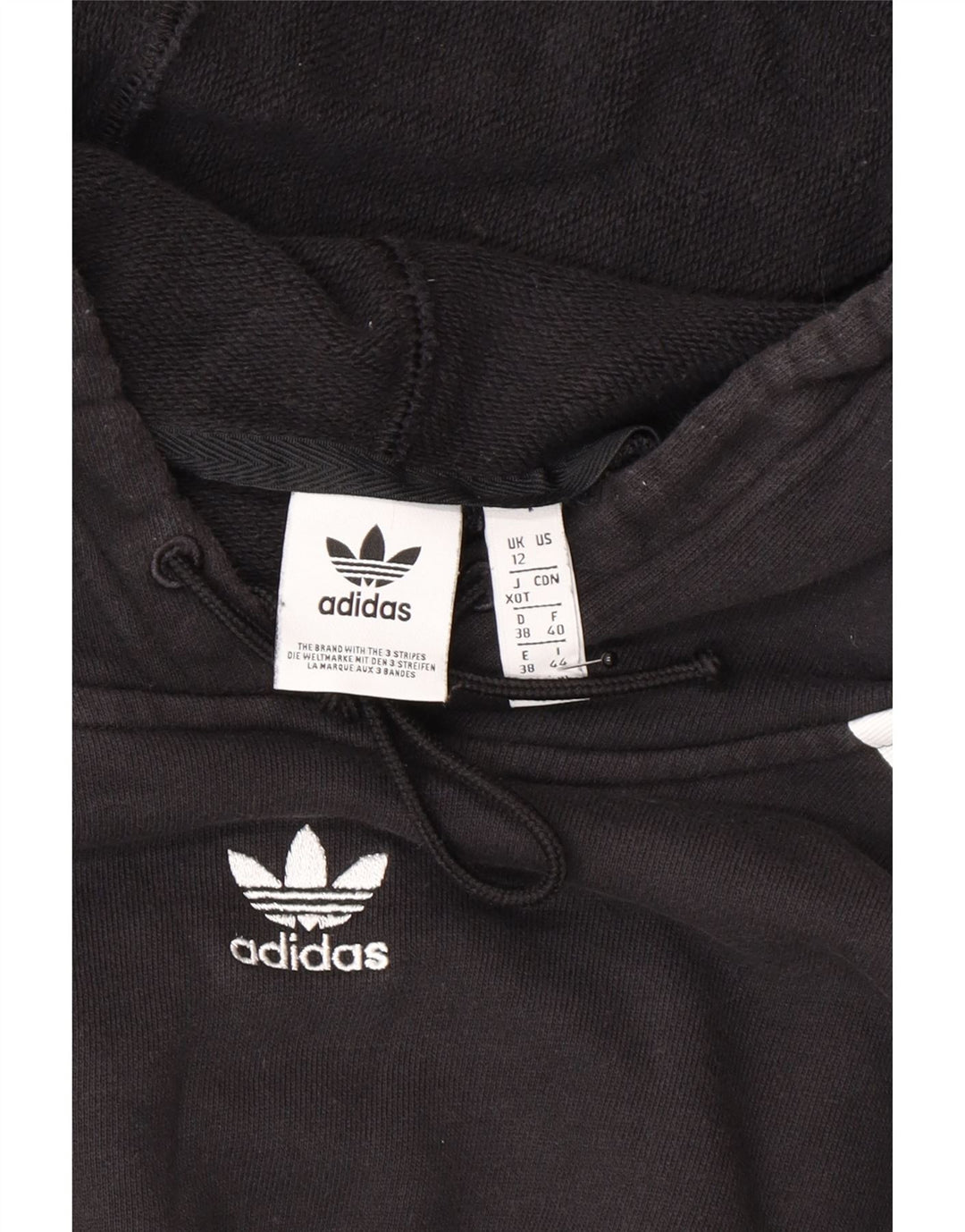 Adidas Womens Crop Oversized Hoodie Jumper Reino Unido 12 Médio Preto