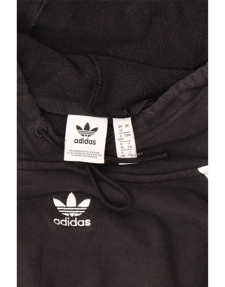 Adidas Womens Crop Oversized Hoodie Jumper Reino Unido 12 Médio Preto