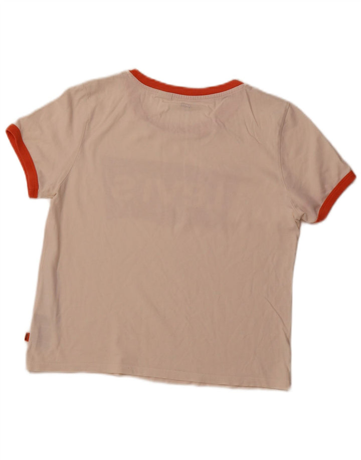 Camiseta feminina com estampa cropped LEVI'S Reino Unido 12 médio algodão off white