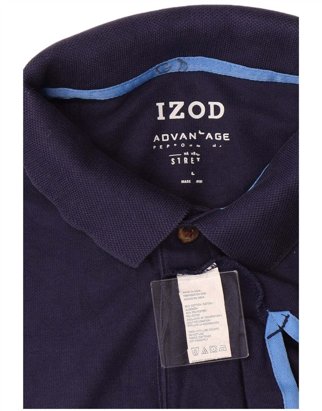 Camisa polo masculina Izod grande algodão azul marinho