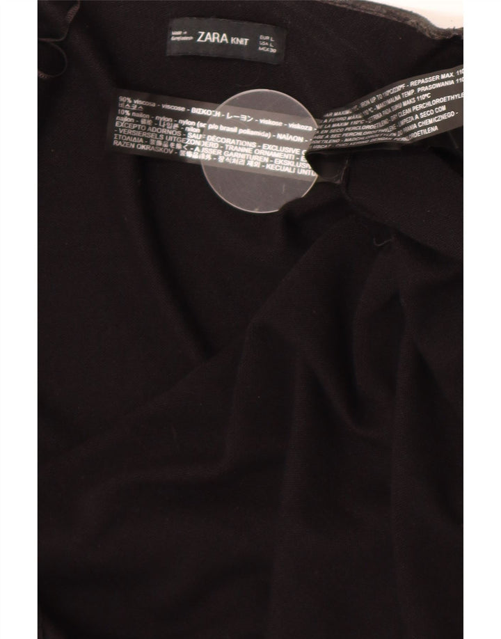 Top feminino Zara de manga comprida UK 14 grande viscose preta