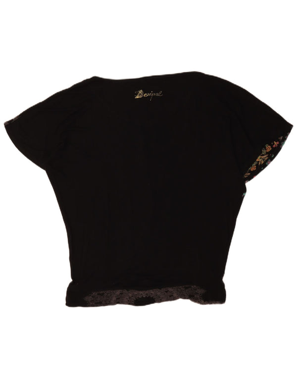 Blusa feminina Desigual com estampa oversized, Reino Unido 16, grande, preta, floral