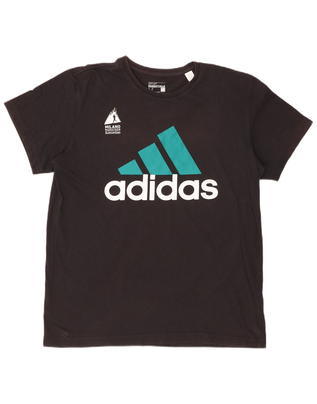 ADIDAS Mens Marathon Graphic T-Shirt Top Medium Black Cotton
