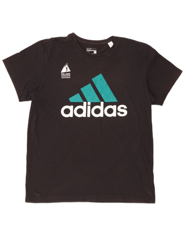 ADIDAS Mens Marathon Graphic T-Shirt Top Medium Black Cotton