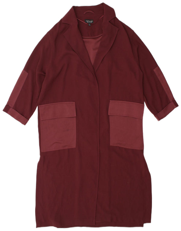 Topshop feminino longline cardigã top Reino Unido 8 pequeno bloco colorido Borgonha