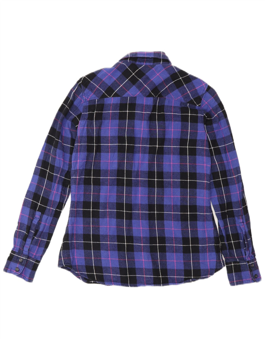 Camisa feminina de flanela Eddie Bauer Reino Unido 10 algodão xadrez roxo pequeno