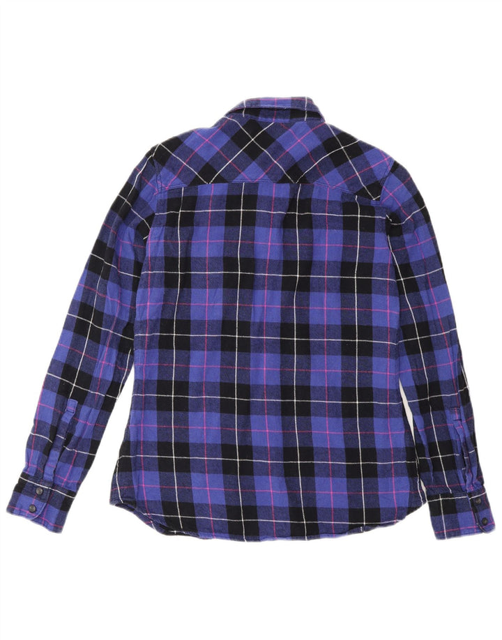 Camisa feminina de flanela Eddie Bauer Reino Unido 10 algodão xadrez roxo pequeno