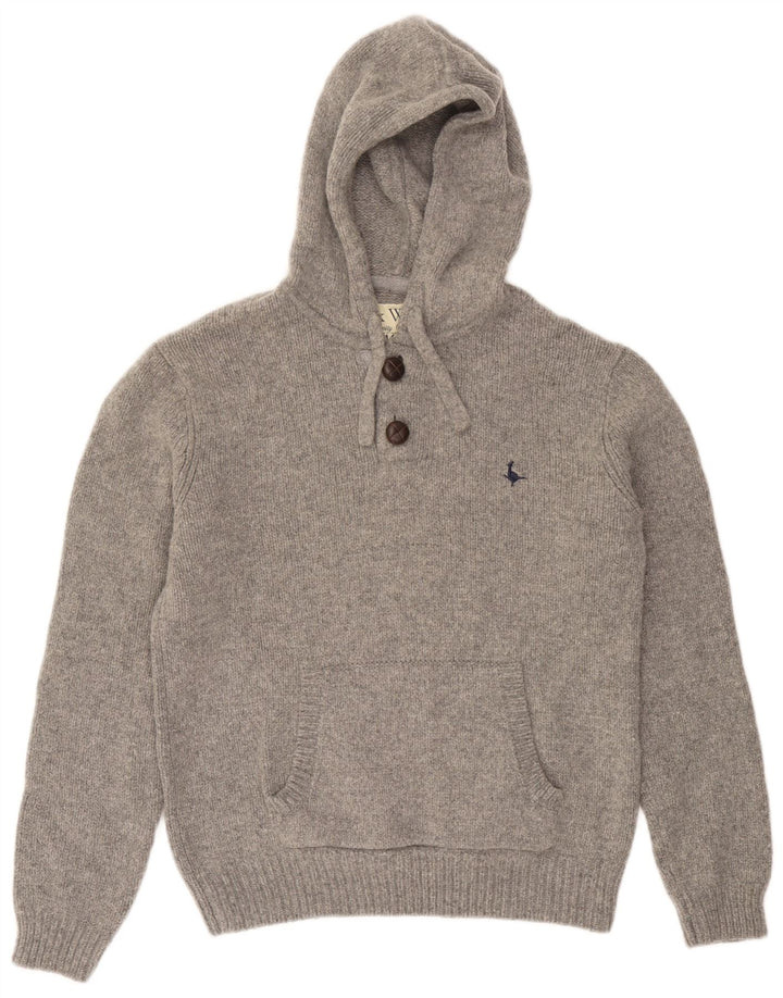 Jack Wills Suéter masculino com capuz e gola redonda de lã cinza médio