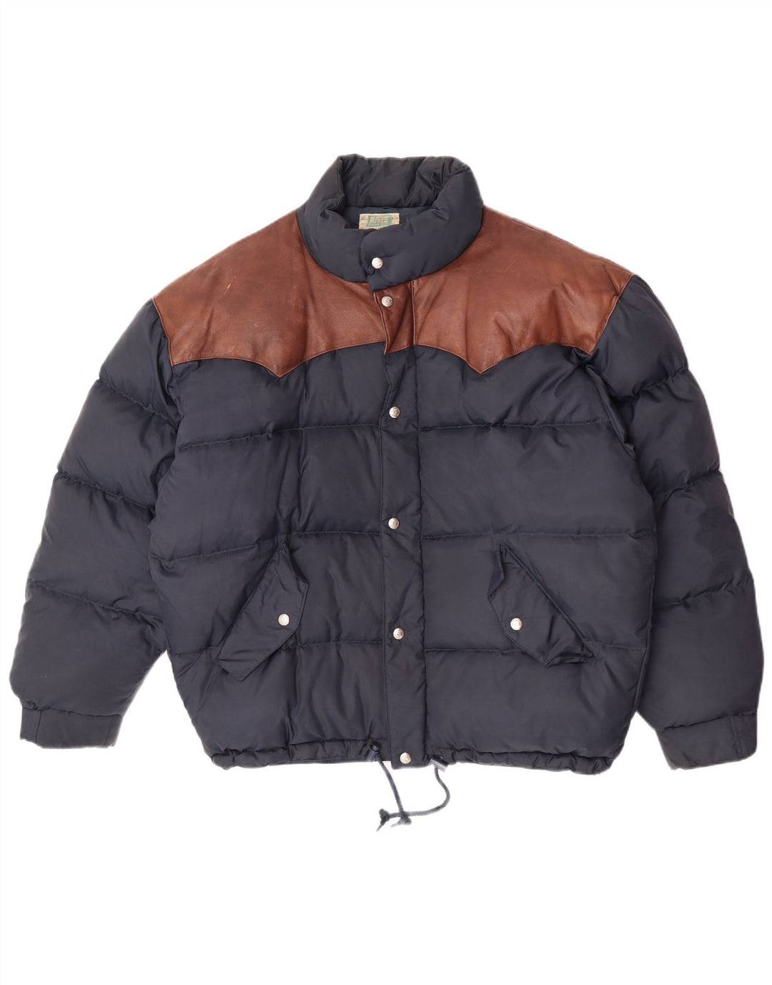 Jaqueta acolchoada masculina Rifle UK 40 grande poliamida colorblock azul marinho