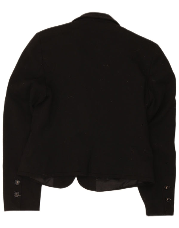 Jaqueta blazer feminina de 2 botões Marks & Spencer Reino Unido 12 poliéster preto médio
