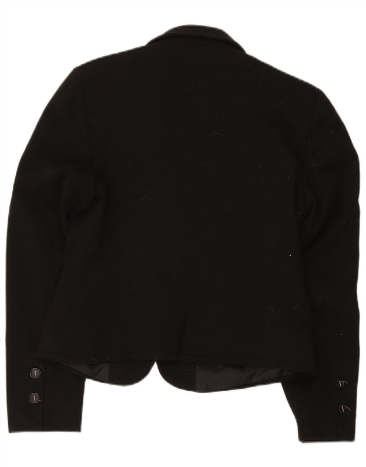 Jaqueta blazer feminina de 2 botões Marks & Spencer Reino Unido 12 poliéster preto médio
