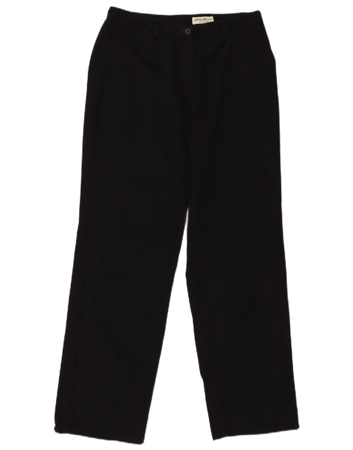EDDIE BAUER Calça chino feminina reta UE 40 Médio W30 L30 preta