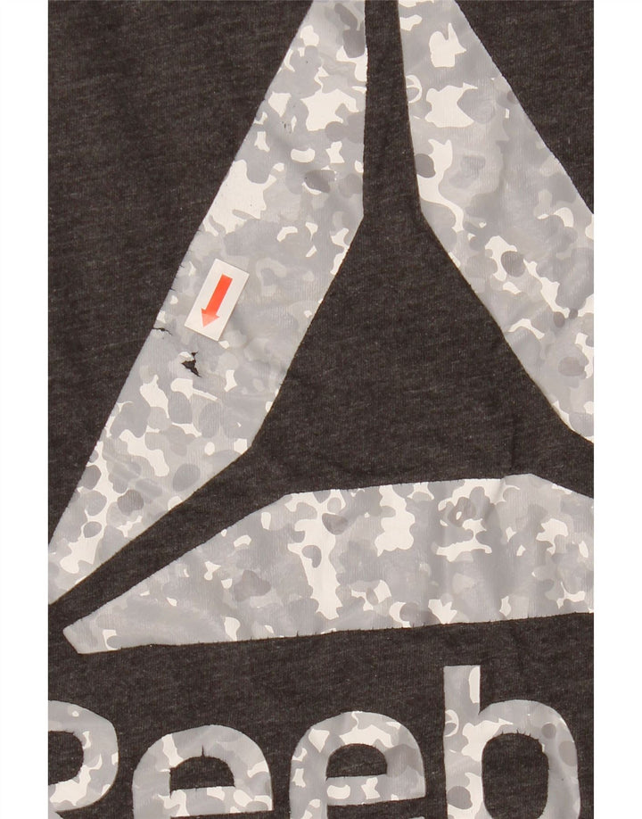Camiseta gráfica masculina Reebok Top pequeno algodão cinza