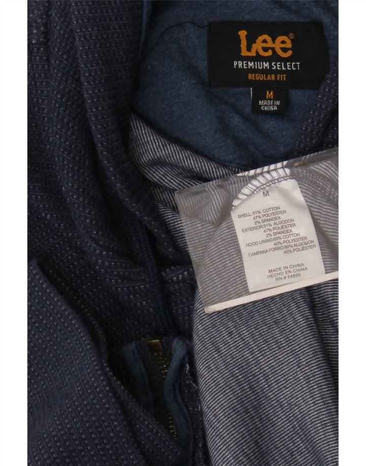 Suéter masculino LEE com capuz e zíper de ajuste regular, algodão manchado azul marinho médio