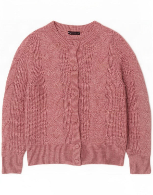 Marks & Spencer Womens Cardigan Sweater UK 14 Large Pink Flecked Acrylic
