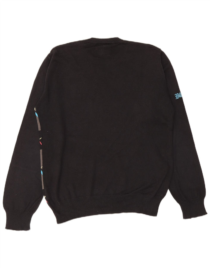 Suéter masculino BILLABONG com gola redonda, pequeno, preto, algodão diamante/argile