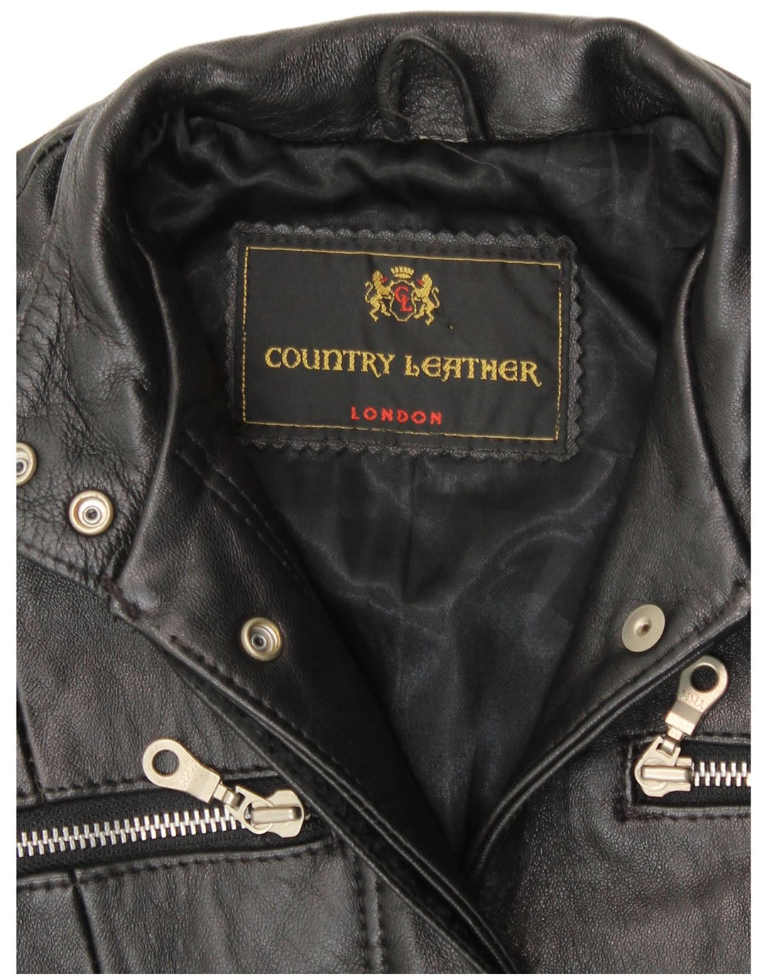 Casaco de couro feminino VINTAGE UK 8 pequeno couro preto