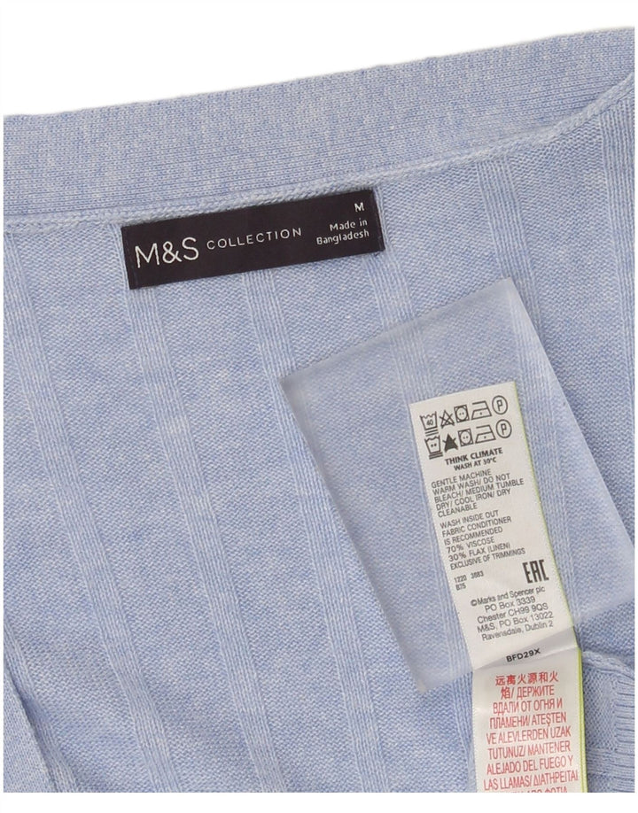Marks & Spencer Suéter feminino Longline Open Cardigan Reino Unido 14 Azul Médio