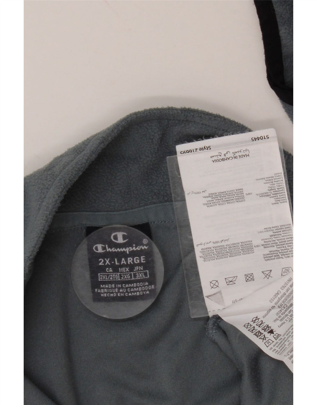 CHAMPION Suéter masculino de lã com zíper e gola 2XL poliéster azul