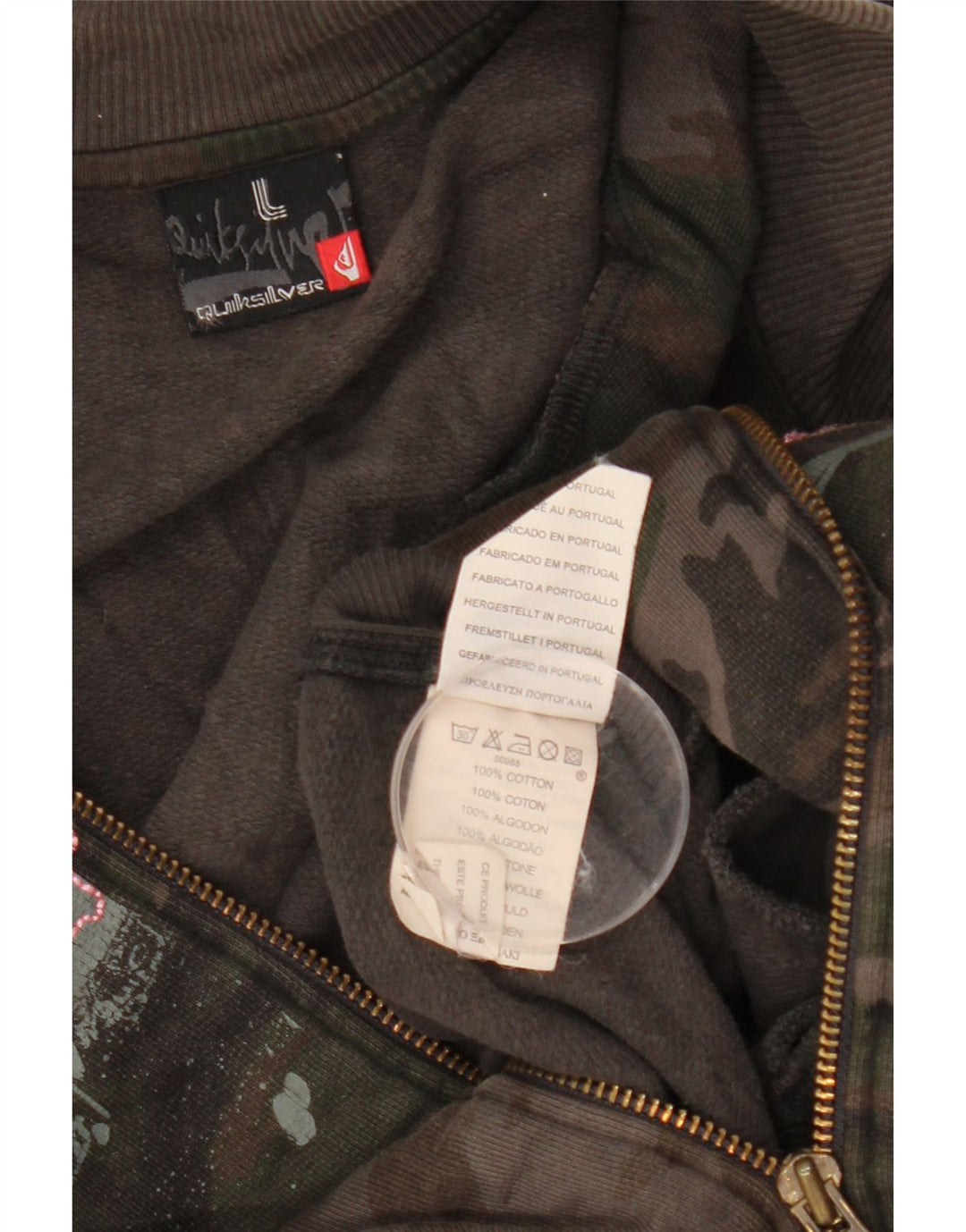 Jaqueta feminina de treino QUIKSILVER Reino Unido 16 grande camuflagem cáqui