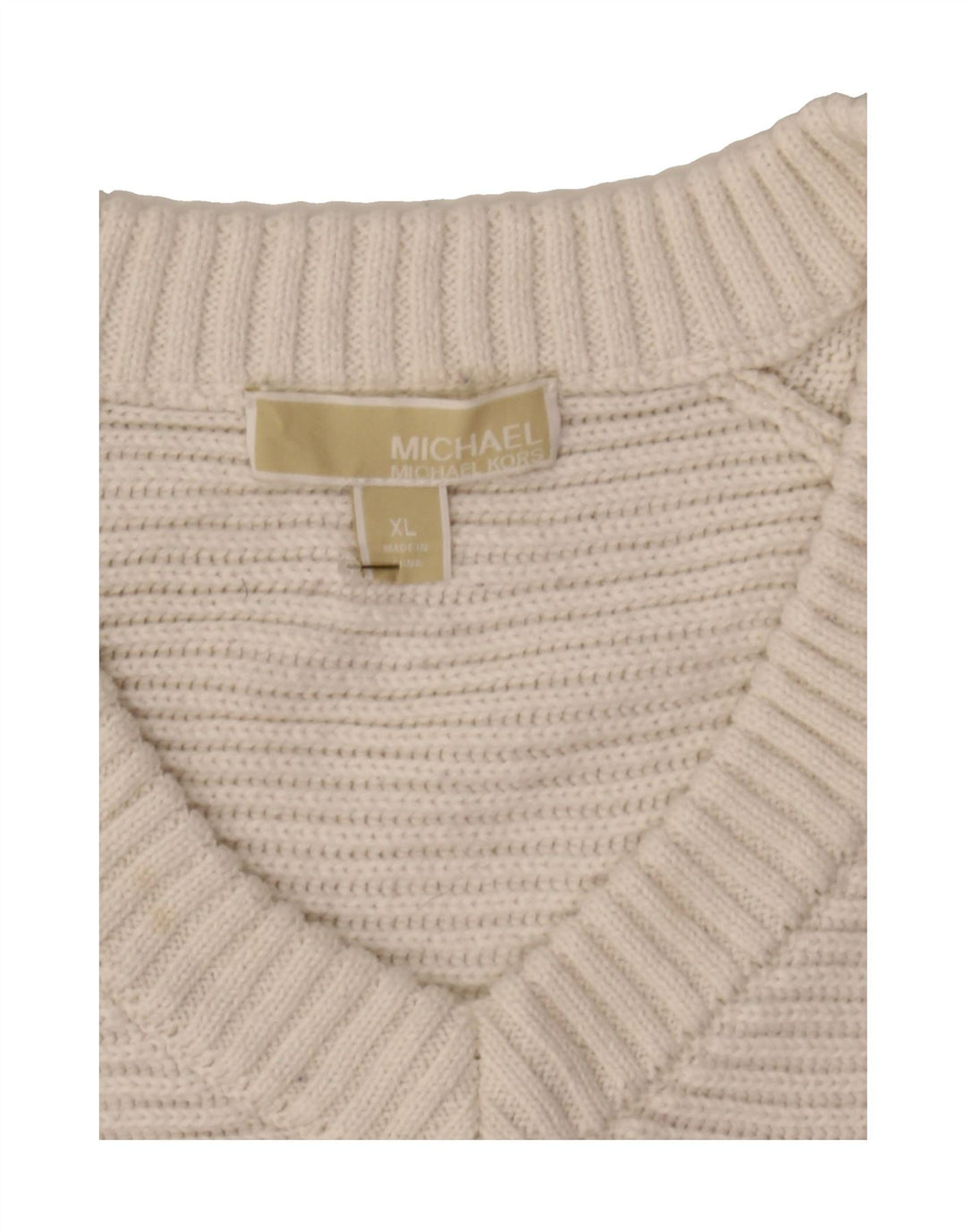 MICHAEL KORS Womens V-Neck Jumper Sweater UK 18 XL White Cotton Vintage Michael Kors and Second-Hand Michael Kors from Messina Hembry 