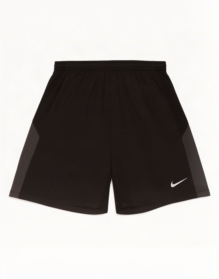 Shorts esportivos masculinos Nike Dri Fit médio preto colorblock poliéster