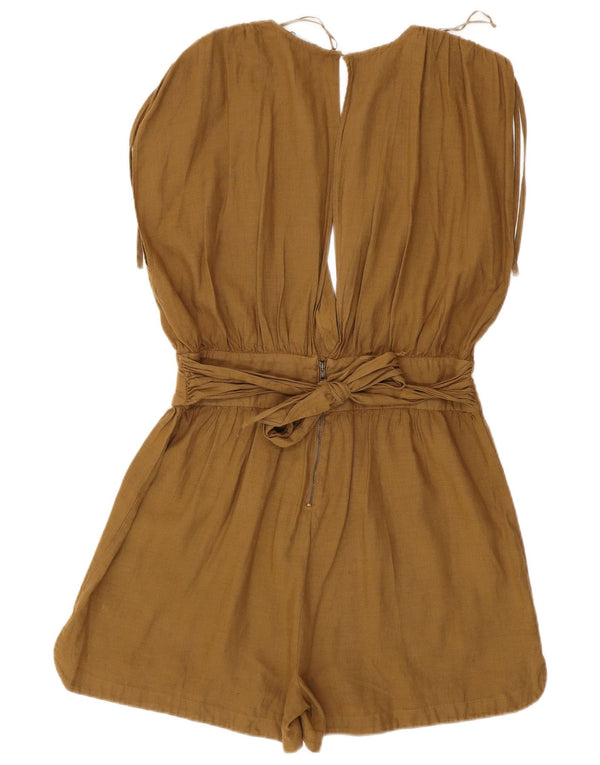 Macacão feminino sem mangas Zara UK 18 XL linho cáqui
