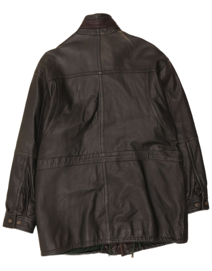 Casaco de couro masculino Shelter Bay UK 38 médio preto