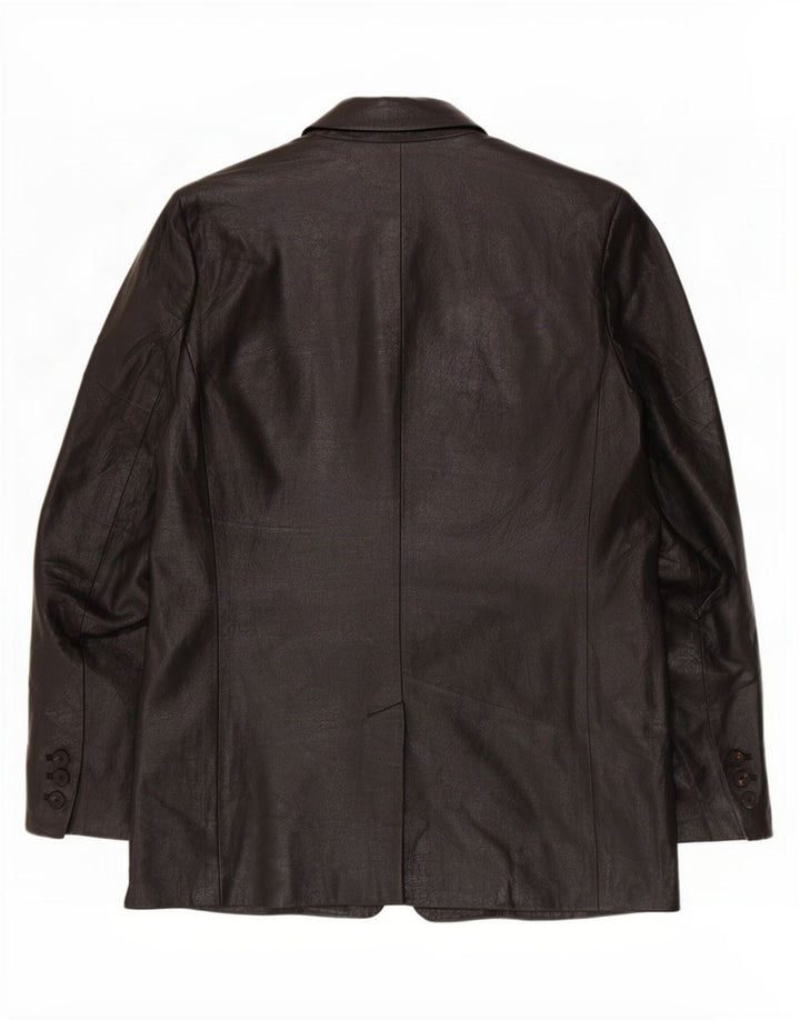 Jaqueta blazer feminina Zara com 1 botão de couro sintético Reino Unido 12 médio preto