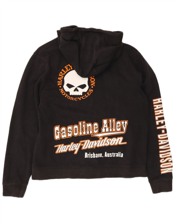 Suéter masculino Harley Davidson com capuz e zíper gráfico médio algodão preto
