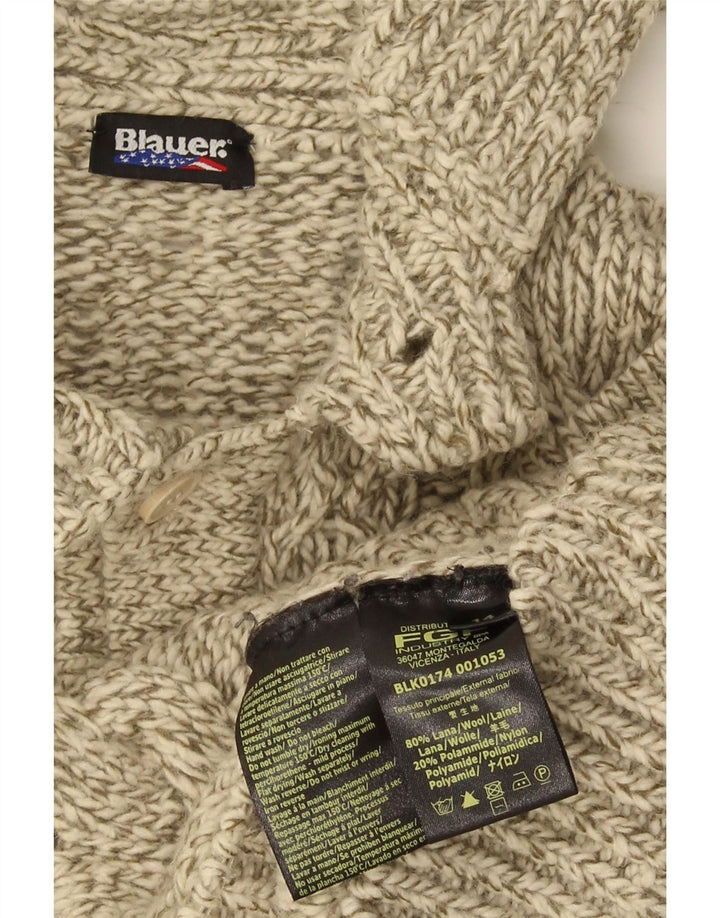 Suéter cardigã feminino Blauer Reino Unido 14 lã bege médio