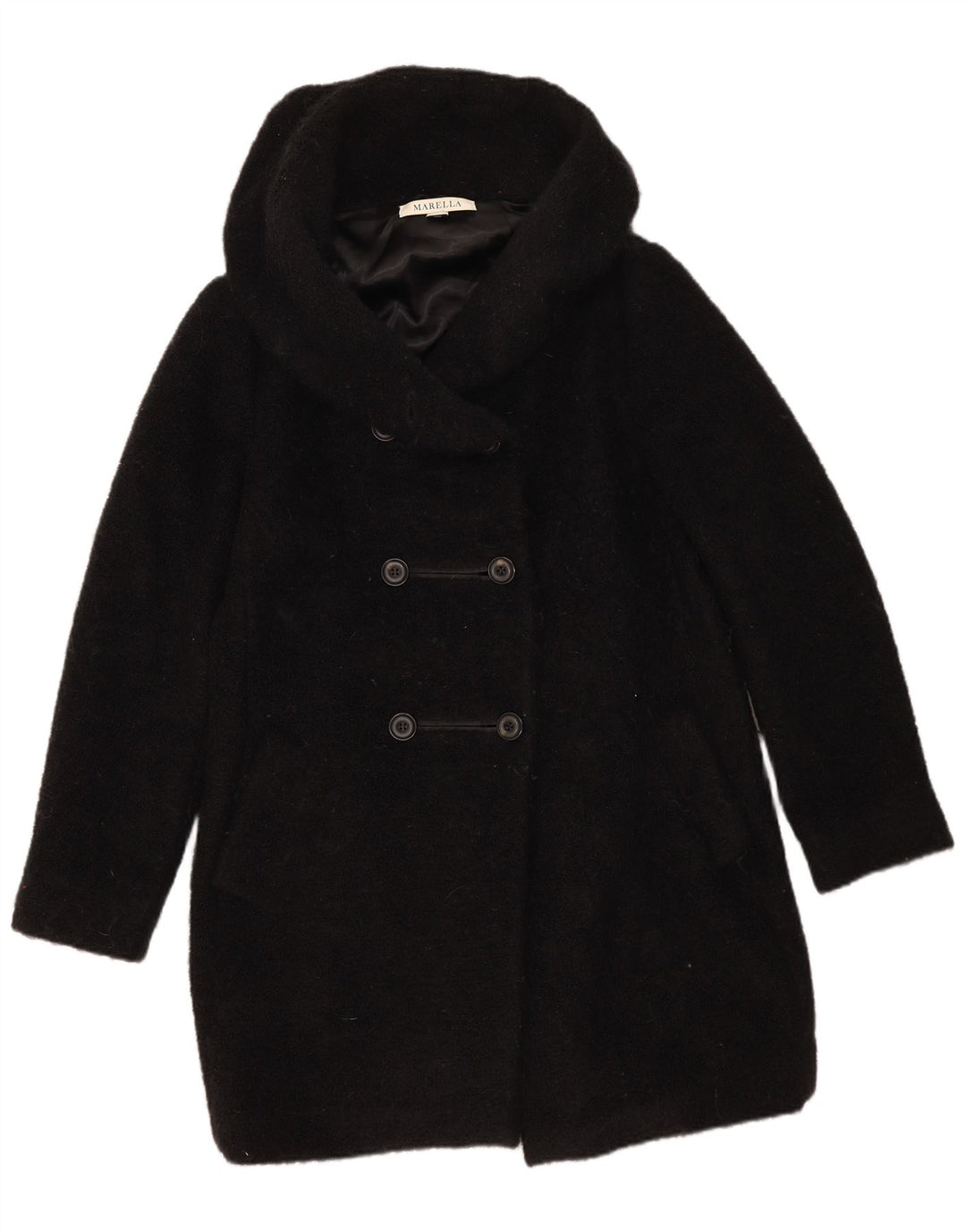 Sobretudo feminino Marella UK 16 grande mohair preto