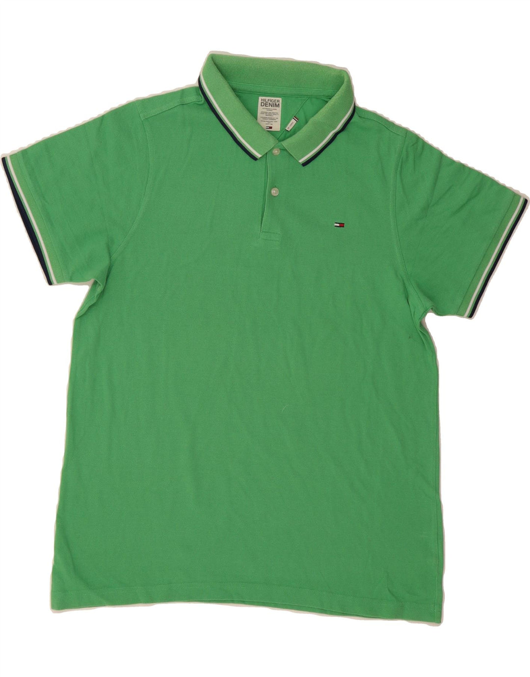 TOMMY HILFIGER Mens Polo Shirt 2XL Green Cotton Vintage Tommy Hilfiger and Second-Hand Tommy Hilfiger from Messina Hembry 
