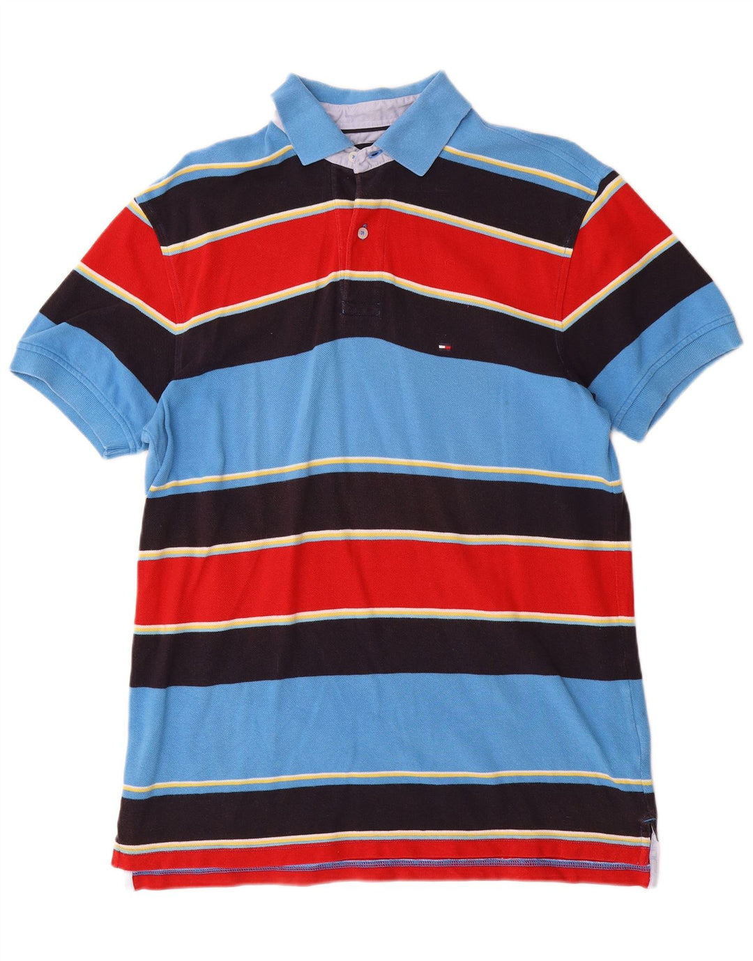 Camisa polo masculina TOMMY HILFIGER média de algodão listrado multicolorido