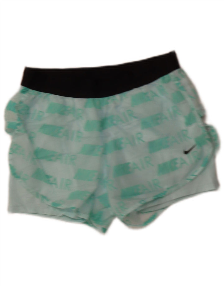 Shorts esportivos femininos NIKE Air Graphic UK 12 poliéster verde médio