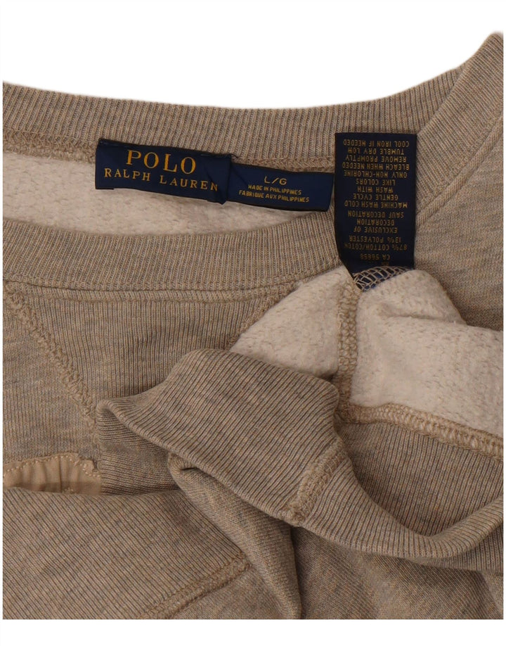 Suéter gráfico feminino POLO RALPH LAUREN Reino Unido 16 grande algodão cinza