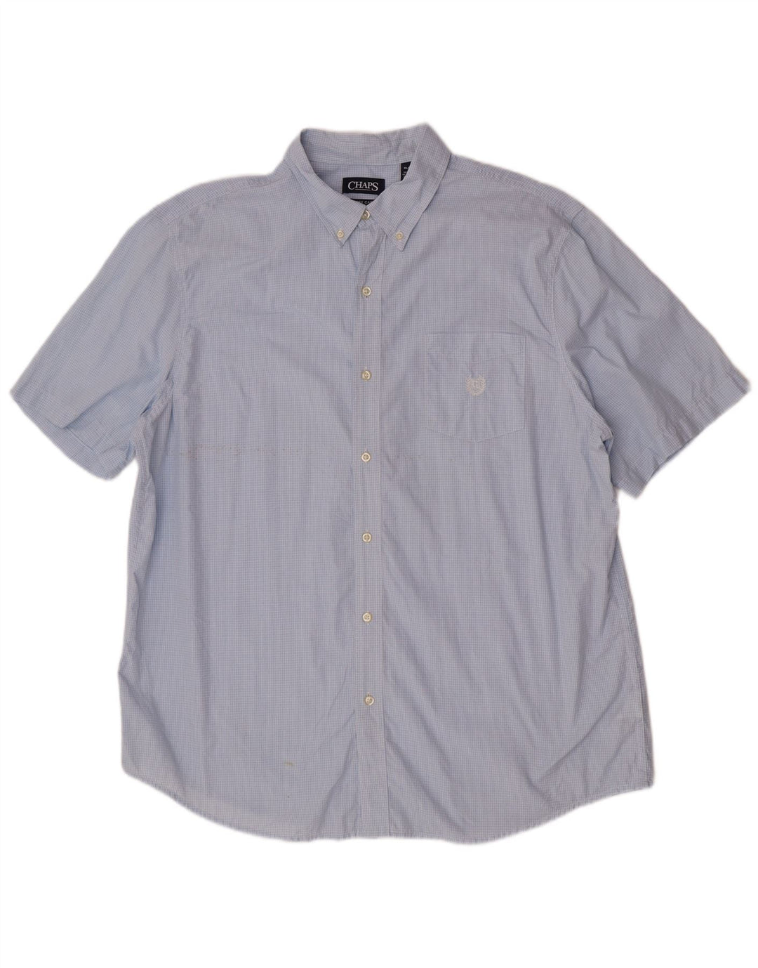 Camisa masculina de manga curta Chaps Easy Care XL azul xadrez algodão