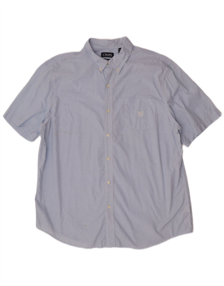 Camisa masculina de manga curta Chaps Easy Care XL azul xadrez algodão