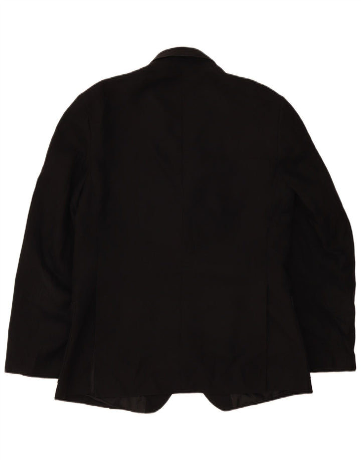 Jaqueta blazer masculina vintage com 2 botões, poliéster preto médio Reino Unido 38