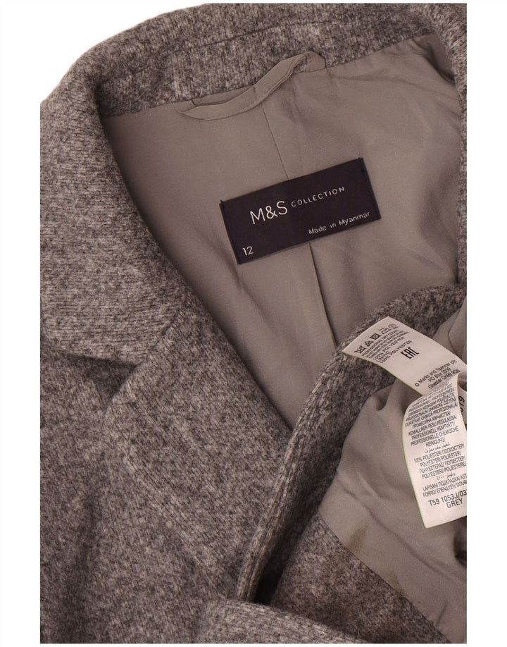 Jaqueta blazer feminina de 2 botões Marks & Spencer Reino Unido 12 poliéster cinza médio