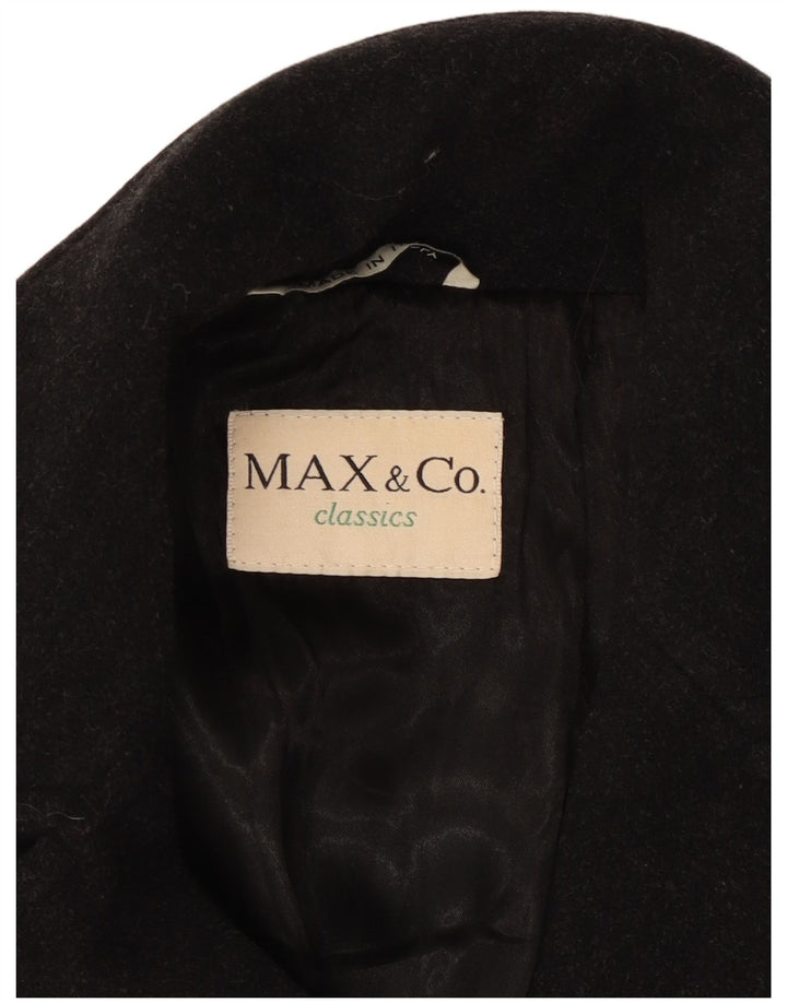 Casaco feminino oversized com peito duplo, Reino Unido 10, lã preta pequena, Max & Co.