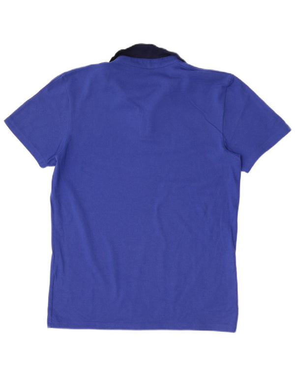 Adidas Mens Climalite Polo Shirt Medium Blue Colourblock Algodão