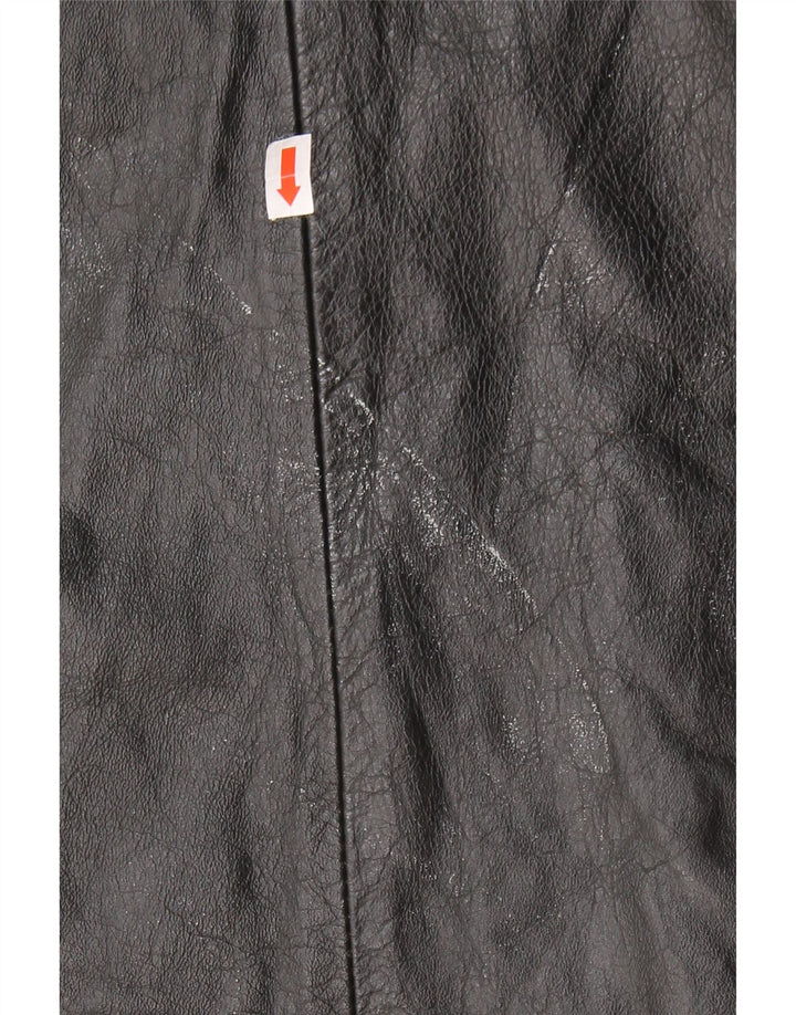 Casaco de couro feminino VINTAGE UK 10 pequeno couro preto