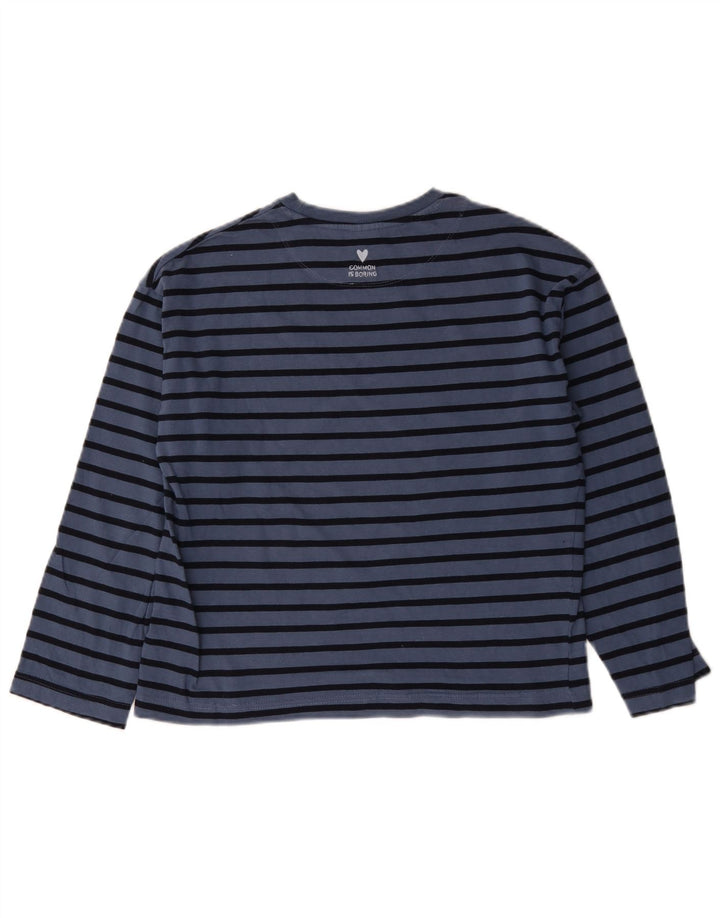 Zara Boys Top manga comprida 13-14 anos algodão listrado azul