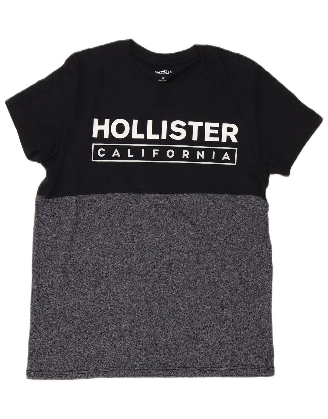 HOLLISTER Camiseta masculina gráfica top pequeno bloco colorido preto