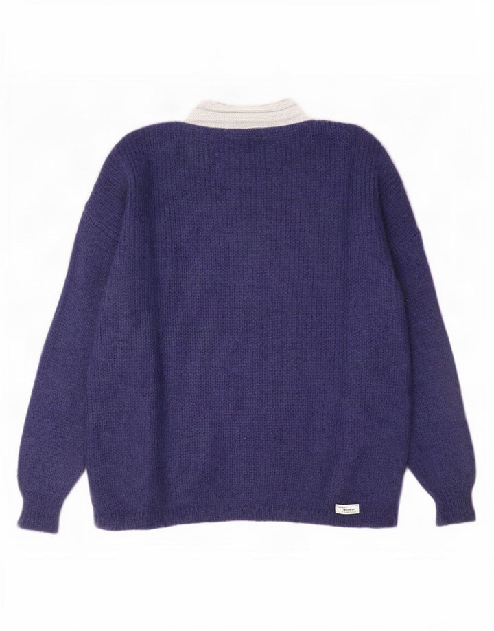 Suéter feminino vintage com gola tartaruga IT 44 azul marinho médio