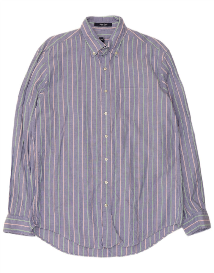 Camisa masculina Gant Regular Fit grande algodão listrado azul